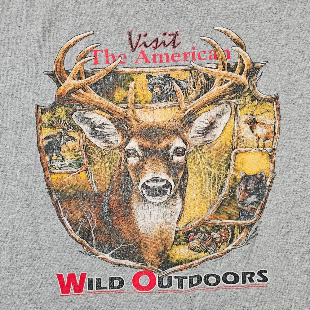 Delta Pro Weight Visit The American Wild Outdoors Deer Graphic T-Shirt Gray L